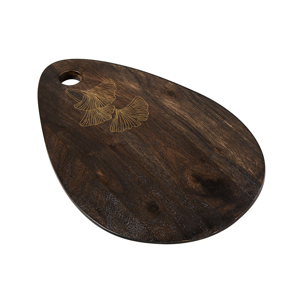 Tarkashi Biloba Chopping Board Acacia Wood with Black Stain and Brass Inlay