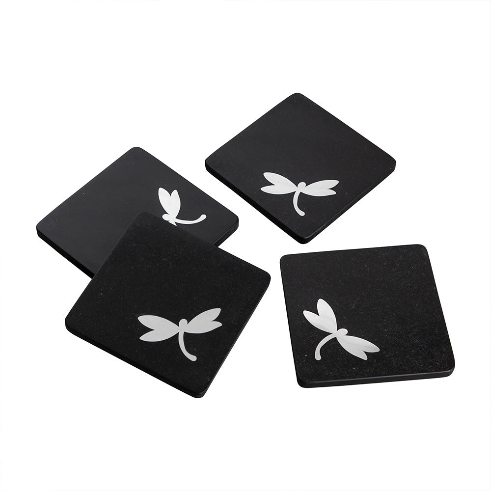 Square Coaster with Stainless Steel Inlay Set of 4