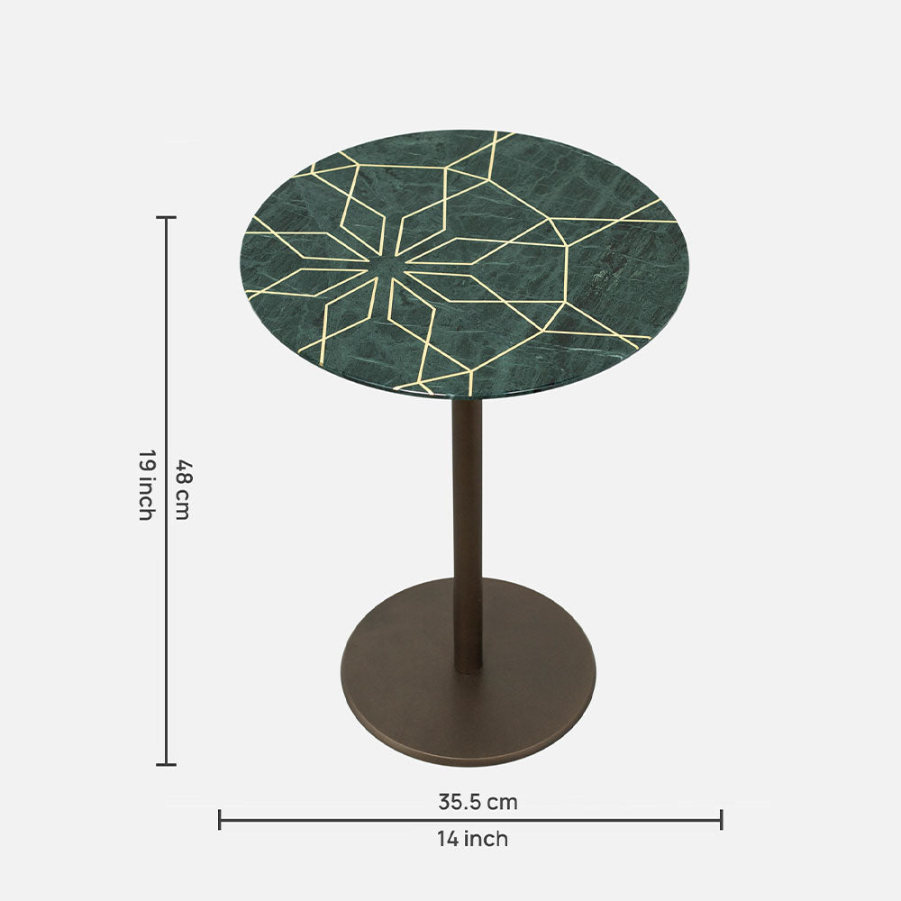 Marble Coffee Table with Brass Inlay, Round Side Table, End Table, New House Gift