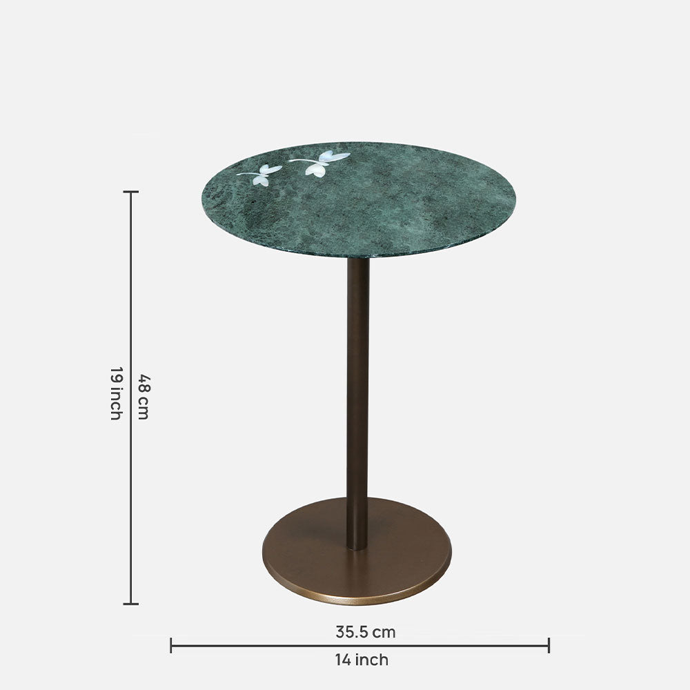 Round End Table with Mother of Pearl Inlay, Coffee Table, Side Table for Living Room