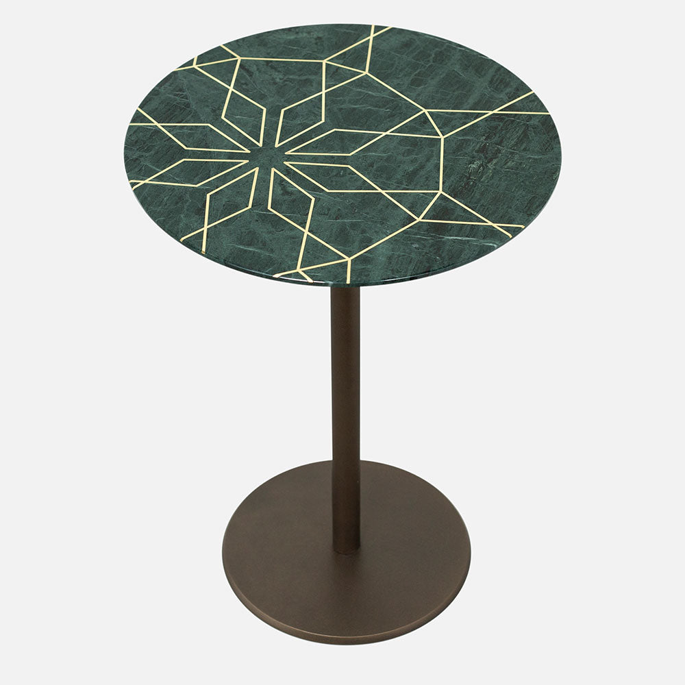 Marble Coffee Table with Brass Inlay, Round Side Table, End Table, New House Gift