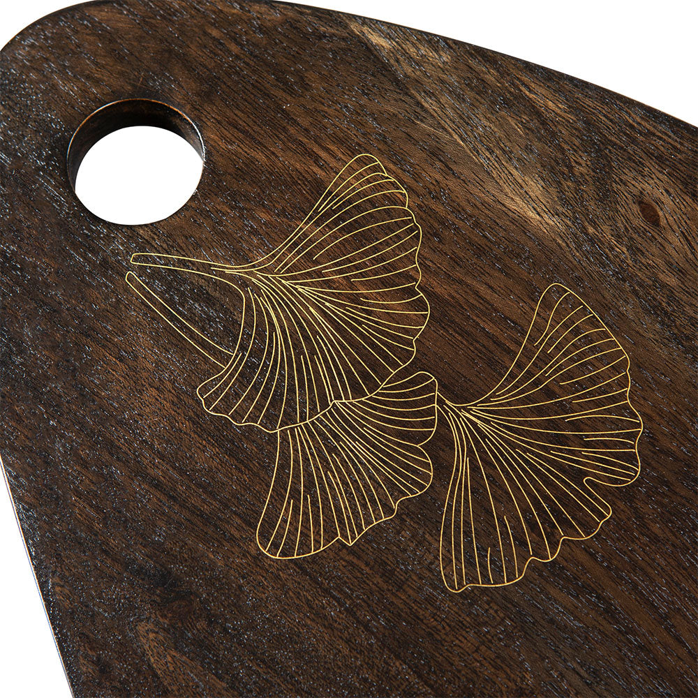 Tarkashi Biloba Chopping Board Acacia Wood with Black Stain and Brass Inlay