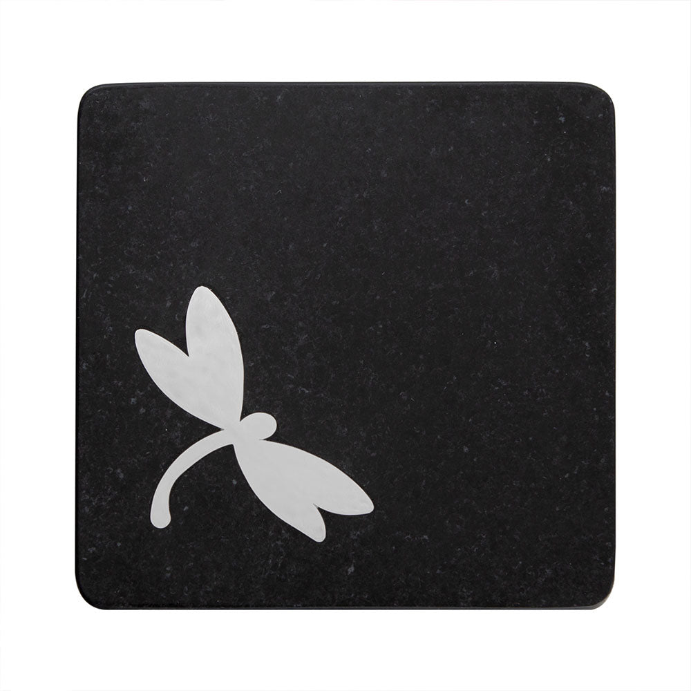 Square Coaster with Stainless Steel Inlay Set of 4