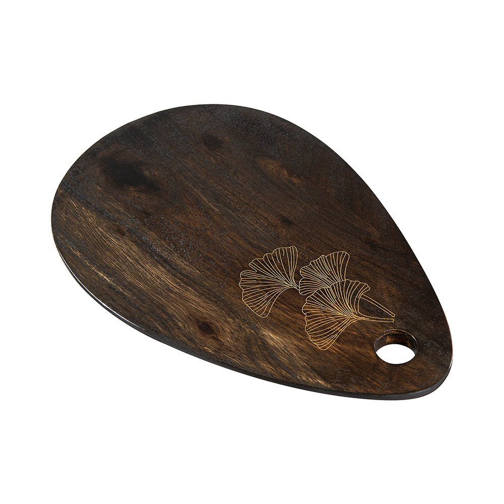 Tarkashi Biloba Chopping Board Acacia Wood with Black Stain and Brass Inlay