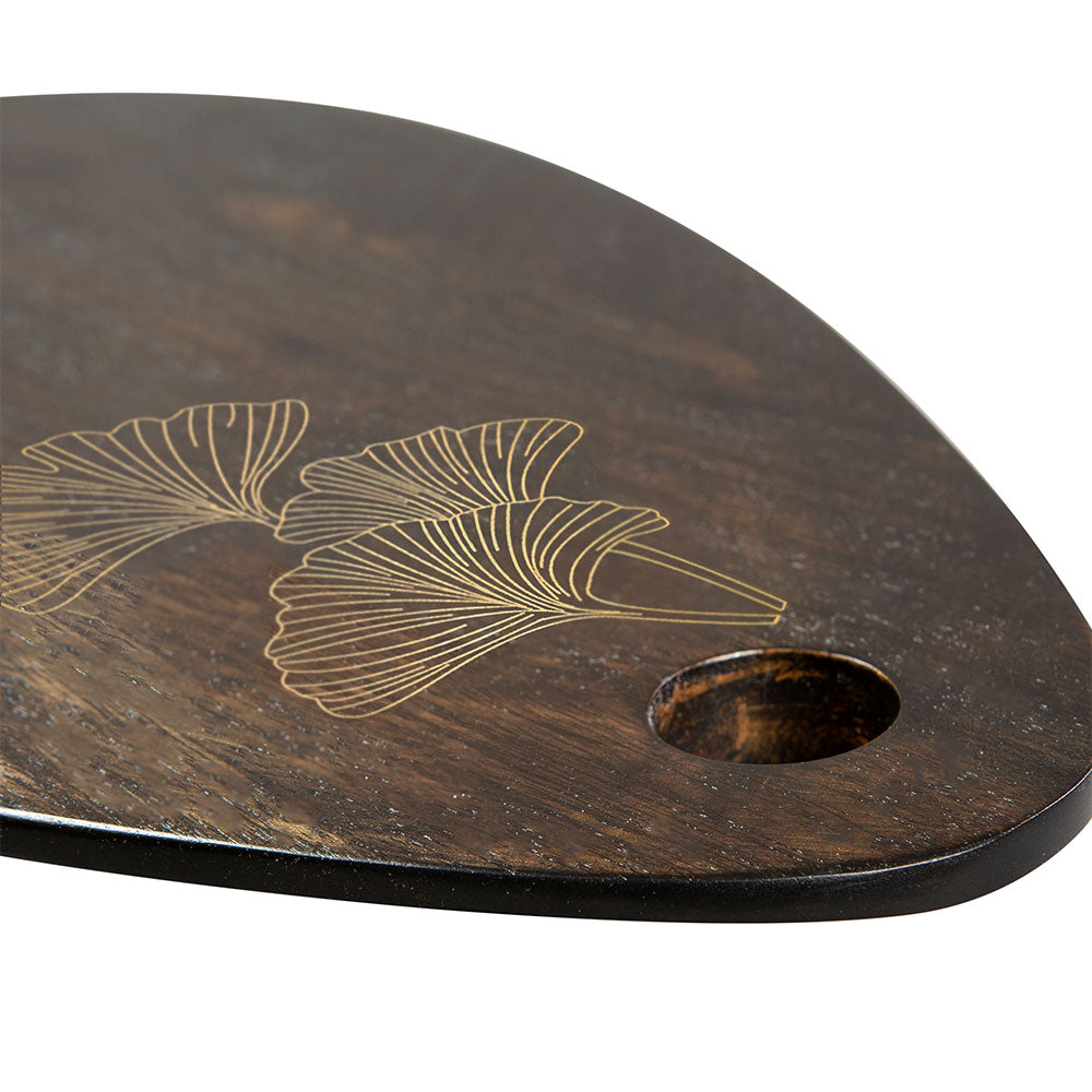 Tarkashi Biloba Chopping Board Acacia Wood with Black Stain and Brass Inlay