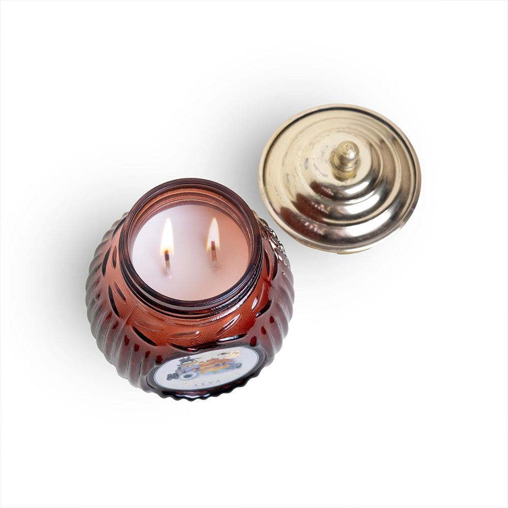 SEVA HOME Ode to India -Set Of 2 - Essence of Amritsar &amp; Jaipur Candle Set