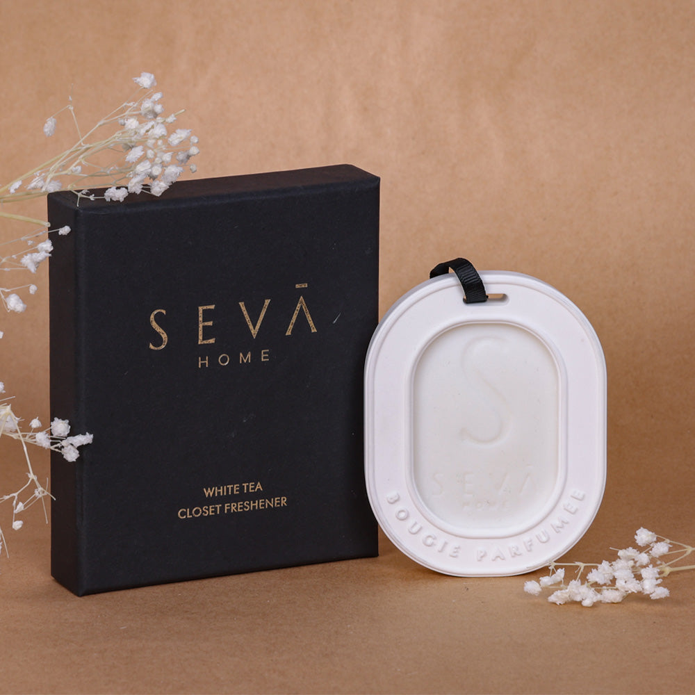 SEVA HOME Closet Freshener - White Tea | Air Freshener For Your Wardrobe, Cupboard, Closet, Drawers