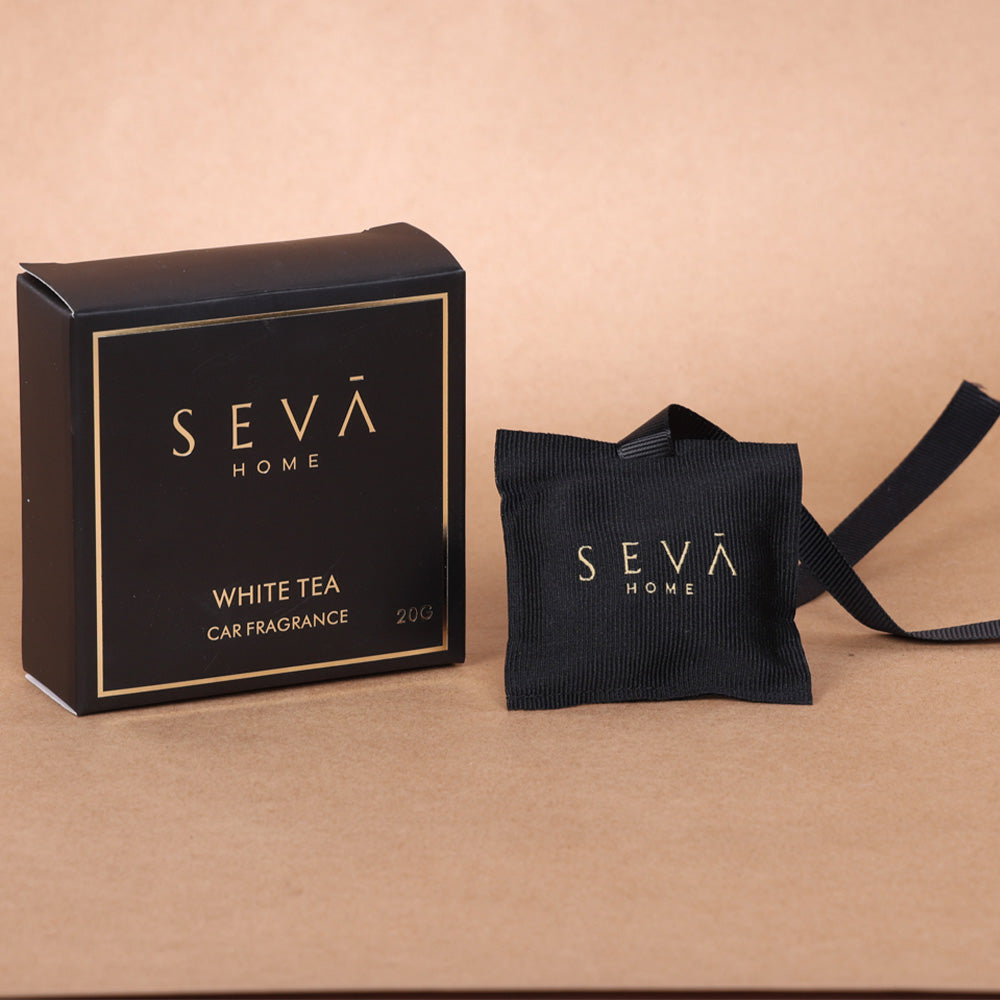 SEVA HOME Car Freshener White Tea | Air Purifying Sachet | A Scent Free Odour Eliminator For Cars